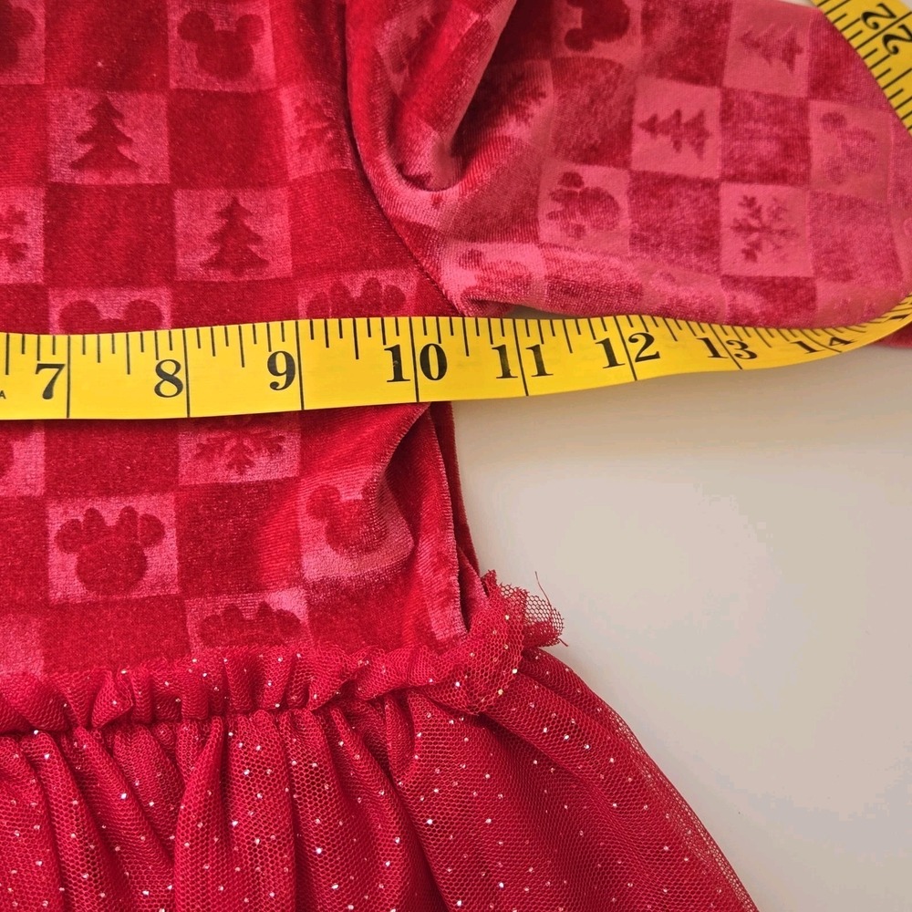 Disney Jumping Beans Mickey Minnie Velour Red Tutu Dress Girl's Size 4 Christmas - Picture 5 of 6